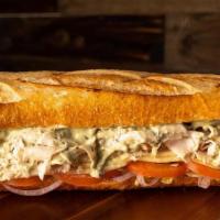 #4 Garlic Pesto Turkey · Please choose your toppings! Thinly sliced Turkey with our Pesto Aioli on our freshly baked ...