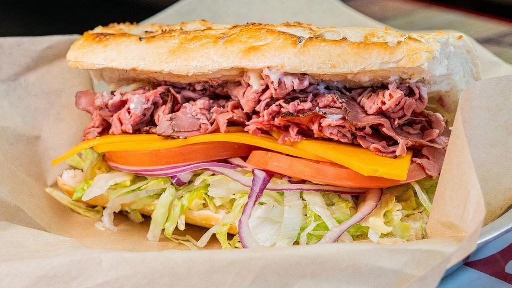 #16 Roast Beef · Please choose your toppings! Thinly sliced Roast Beef served on our freshly baked Sourdough bread, built the way you like it!