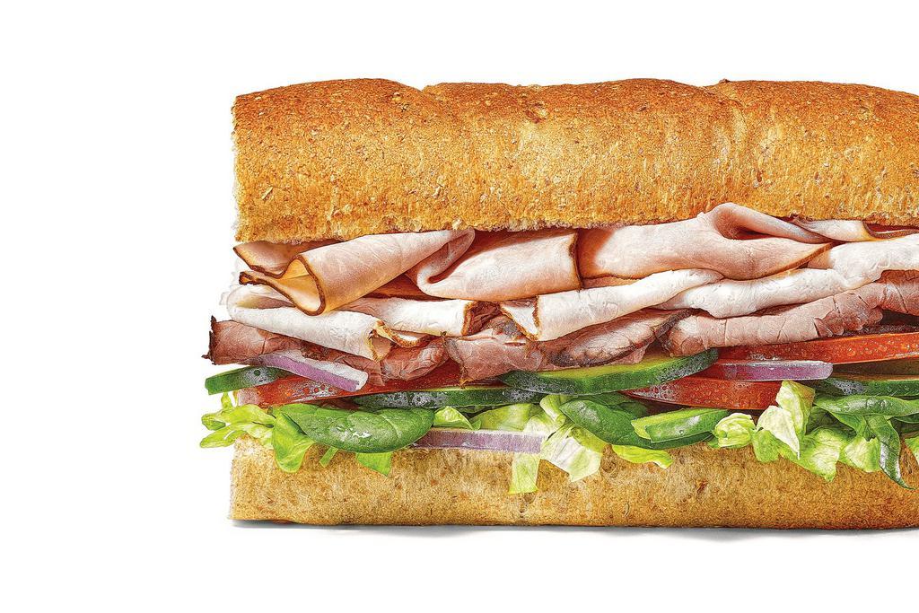 Subway Club · You’ve never seen a club this good! Oven-Roasted Turkey, Black Forest Ham, and Choice Angus Roast Beef are stacked high with fresh veggies on Hearty Multigrain Bread.
