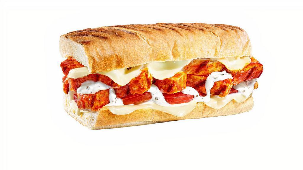 Buffalo Chicken Melt · Packed with grilled chicken, plus just the right amount of Frank's RedHot® Buffalo sauce, a little peppercorn ranch to beat the heat and all the veggies you can fit in there. Frank’s RedHot® is a registered trademark of McCormick & Co. and used under license by Subway Franchisee Advertising Fund Trust Ltd. ®/© Subway IP LLC 2021.