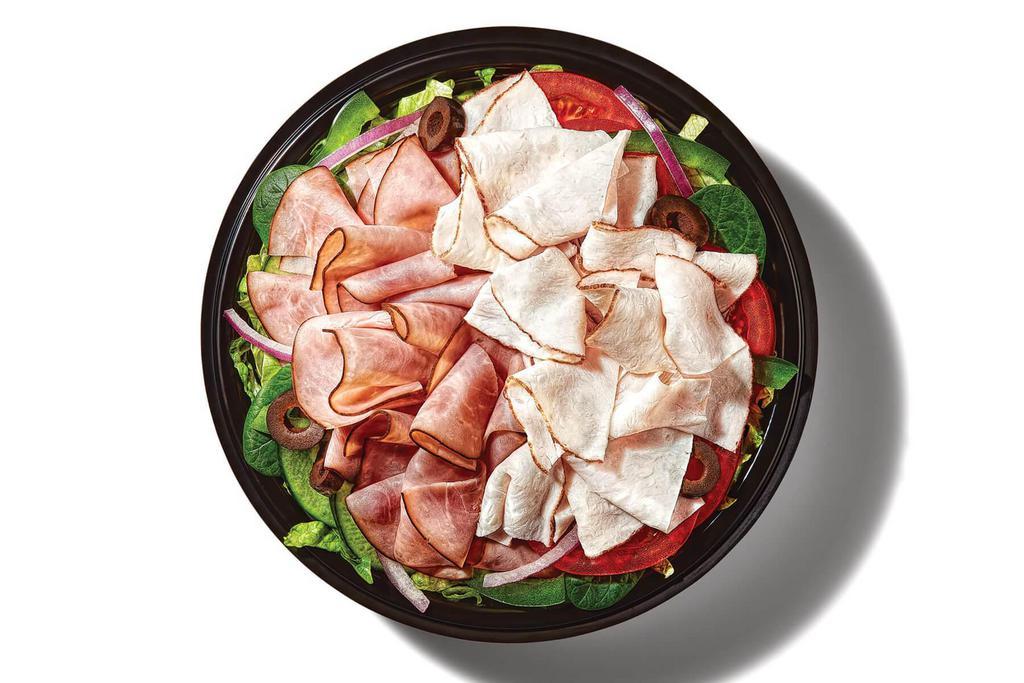 Oven Roasted Turkey & Ham (160 Cals) · Our thin-sliced, oven roasted turkey and Black Forest ham make an unbeatable duo, especially sitting on top of all your favorite veggies.