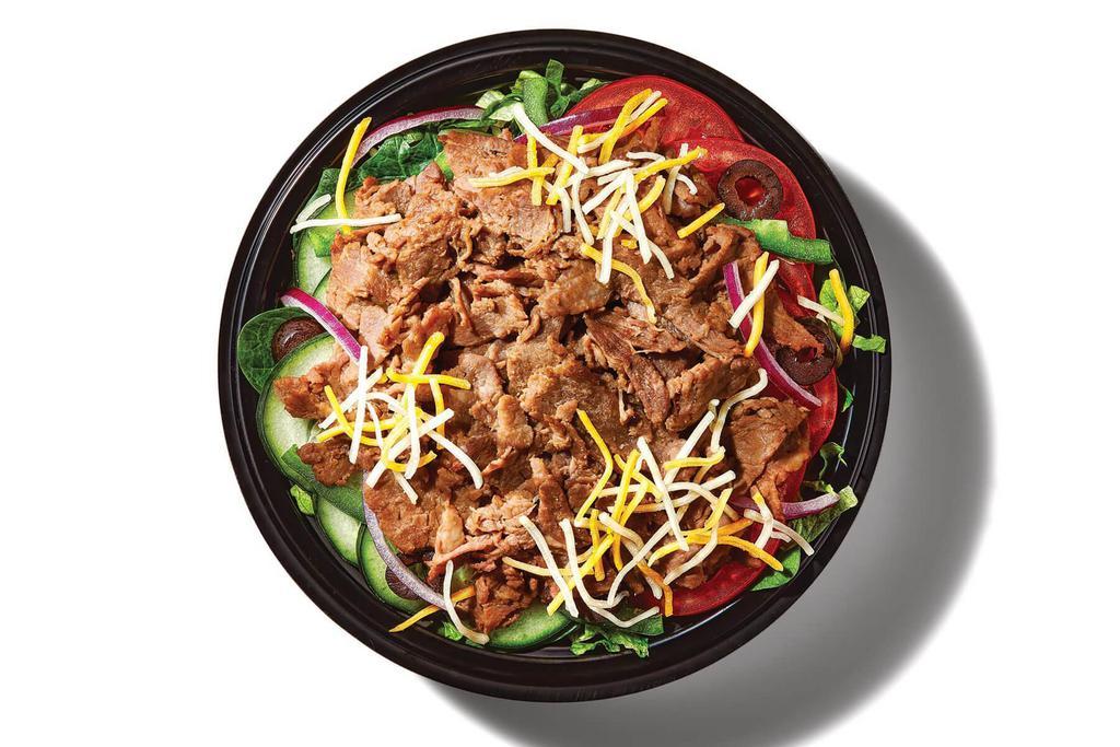 Steak & Cheese (380 Cals) · Packed with protein and stacked with veggies, the Steak & Cheese Protein Bowl is everything you love about your favorite Footlong — literally, it has the same amount of juicy steak — plus peppers, onions and more.