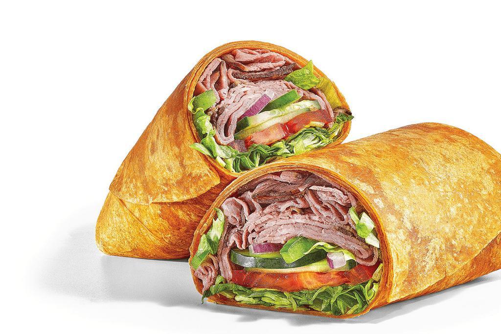 Roast Beef (500 Cals) · Choice Angus Roast Beef brings the premium flavor, with fresh veggies and a Tomato Basil Wrap.