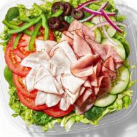Oven Roasted Turkey & Ham (110 Cals) · Thin-sliced oven roasted turkey and Black Forest ham with crisp lettuce, tender spinach and ...