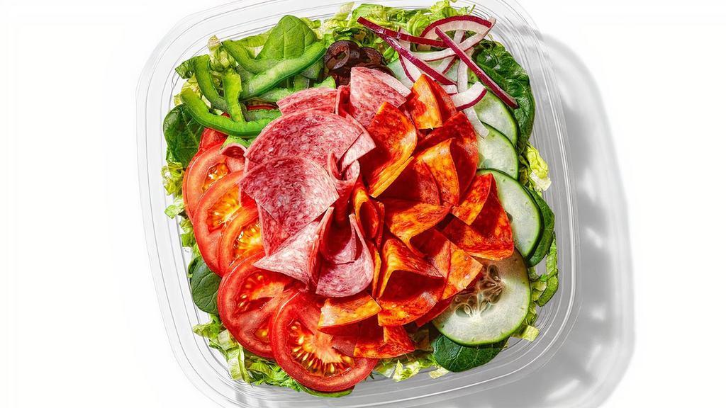Spicy Italian (310 Cals) · Our Spicy Italian salad  is a combo of pepperoni and Genoa salami. Basically, the ideal Italian sub, but transformed into a salad. Genius, right?