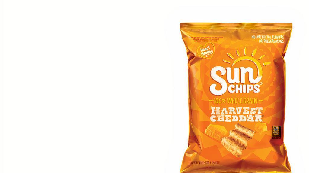Sunchips® Harvest Cheddar® (210 Cals) · The flavor of real cheddar cheese is layered onto a delicious whole grain chip to create this tasty combination.