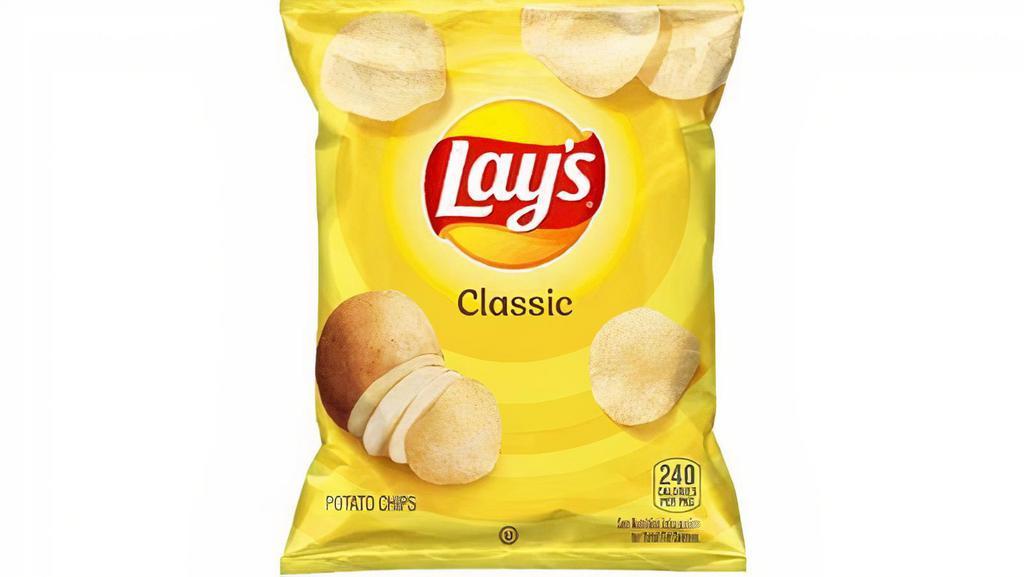 Lay’S® Classic (240 Cals) · It all starts with farm-grown potatoes, cooked and seasoned to perfection. So every LAY'S® potato chip is perfectly crispy and full of fresh potato taste. Happiness in Every Bite.®