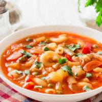 Minestrone · Carrots, celery, onions, zucchini, spinach, penne pasta, chicken broth.
