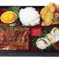 5. Chicken or Beef Teriyaki, Tempura & CA Roll - Lunch · 