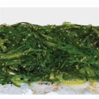 Wakame Poki Roll · Spicy Tuna, Cucumber, Jalapeno & Seaweed Salad