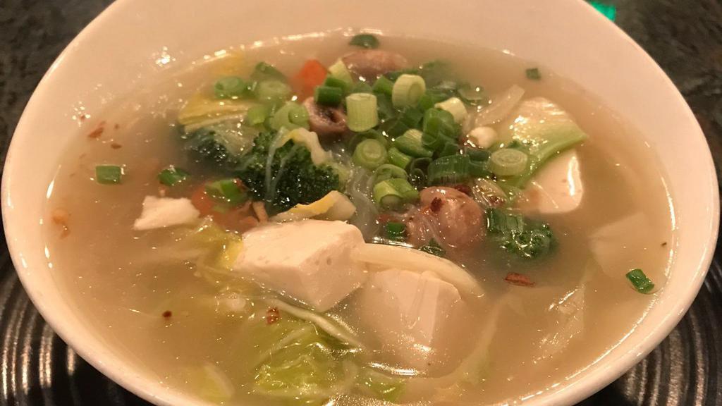 #16 Kang Jued · Vegetables Soup Napa cabbage, fresh tofu, mushroom and bean thread noodles.