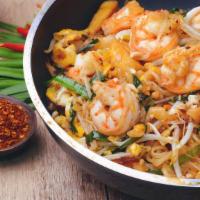 Pad Thai Shrimp · Rice noodle, shrimps, tofu, egg, bean sprouts and green onion stir fried in our homemade Pad...