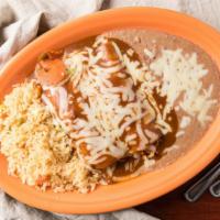 Enchiladas Half Entree · Served with rice and beans. Rolled corn tortilla filled with your choice of meat. Topped wit...