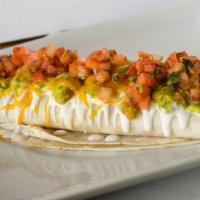 Super Burrito · This deluxe burrito is served with your choice of spicy chicken, chorizo or Chile verde pork...