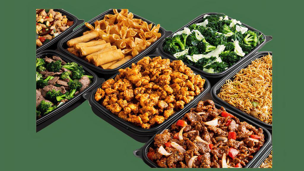 26-30 Person Party Bundle · Your choice of 4 Party Tray Entrees, 4 Party Tray Sides, Fortune Cookies