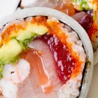 House Special Cut Roll · 5 different kinds of sashimi  (tuna, salmon, yellow tail, white fish & snow crab), smelt egg...