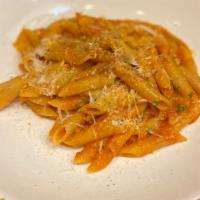 Pennette All'Arrabbiata · Penne, garlic, chili flaks, tomato sauce, parsley, pecorino romano.