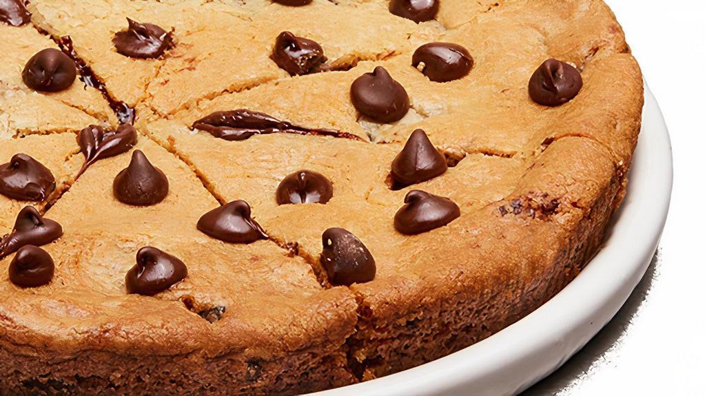 Giant Gooey Cookie · 8-inch baked chocolate chip cookie.