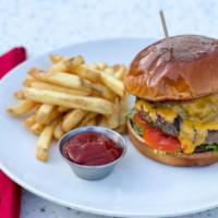 Bacon Cheeseburger · a seafood restaurant with a darn good beef burger. melted cheddar, crisp bacon, lettuce, tom...