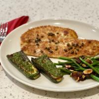 Parmesan Crusted Petrale Sole · lemon butter sauce, fried capers, choice of two sides