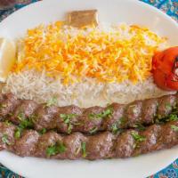 7. Kabob Koobideh · Two Skewers of Lean Ground Lamb & Beef, Marinated with Our Special Persian Seasoning