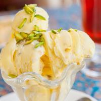 Bastani · Traditional Persian Ice Cream Made of Saffron and Chopped Pistachio