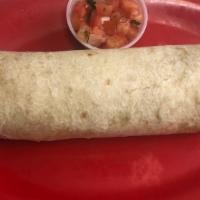 Super Burrito  · Meat Rice Beans cheese guacamole sour cream lettuce & Salsa