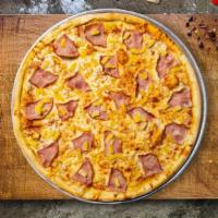 Pineapples on Pizza! · Homemade gluten free cauliflower based pizza crust topped with red sauce, ham, pineapples, a...