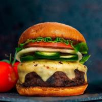 Mexican Classic · Guacamole, pickled jalapeno, jack cheese, 8 Oz burger, lettuce, tomato, red onion, gluten fr...