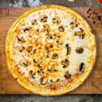 Cluck Funghi · Low carb gluten free pizza crust made from shredded chicken, eggs and parmesan! Topped with ...