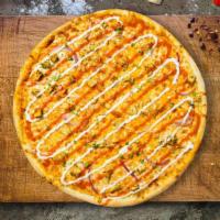 Cluck Onion · Low carb gluten free pizza crust made from shredded chicken, eggs and parmesan! Topped with ...