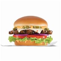 The Jalapeño Thickburger · A 1/3 lb. Charbroiled Angus Beef Patty, Santa Fe Sauce, Jalapeños, Pepperjack Cheese, Lettuc...