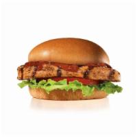 Charbroiled BBQ Chicken Sandwich · Charbroiled Chicken Breast, Lettuce, Tomato and Tangy BBQ Sauce on a Honey Wheat Bun.