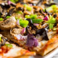 Belly Buster · Cheese, olives, mushrooms, salami, pepperoni, italian sausage, bell peppers & onions.