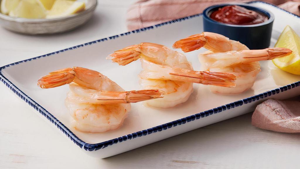 Signature Jumbo Shrimp Cocktail · Served chilled with our classic cocktail sauce.. 130 Cal