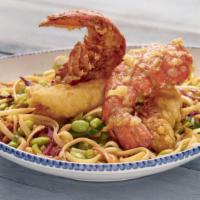 Kung Pao Noodles With Crispy Lobster · Hand-battered, fried lobster tail with noodles tossed in a sweet and spicy soy-ginger sauce ...