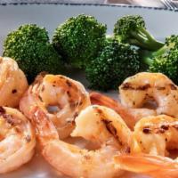 Garlic-Grilled Shrimp · Served with choice of side.. 80 Cal