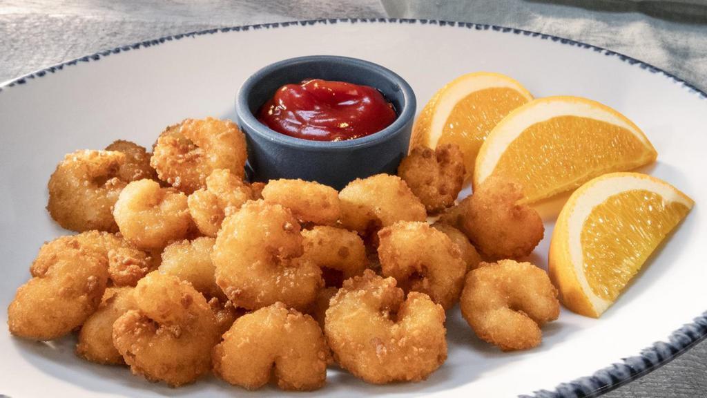 Popcorn Shrimp · Served with ketchup and choice of side.. 250 Cal