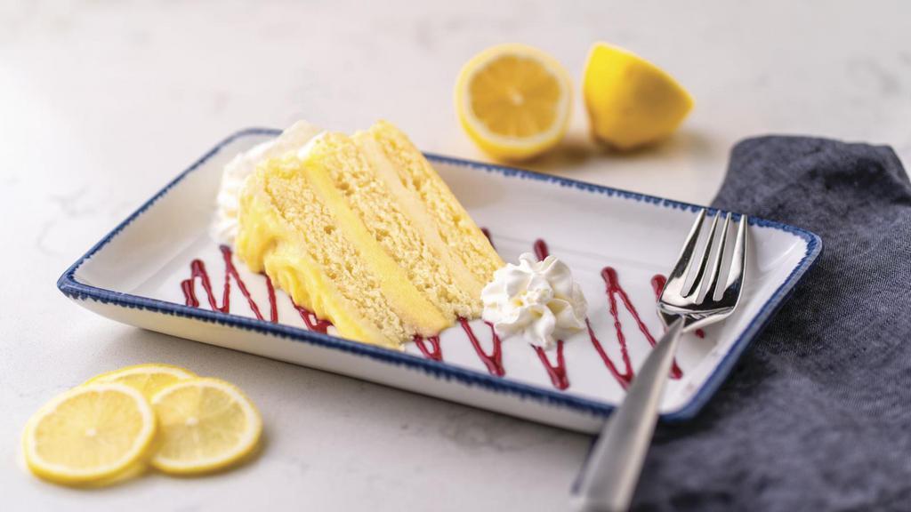 New! Meyer Lemon Cake · Moist lemon cake layered with mousse and Meyer lemon curd with a raspberry drizzle.. 470 Cal