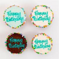 Happy Birthday Cupcake 4 Box · Red Velvet Cupcake/Cream Cheese Frosting, Vanilla Cupcake/SusieBlue Buttercream, Chocolate C...