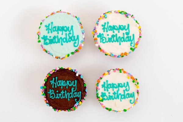 Happy Birthday Cupcake 4 Box · Red Velvet Cupcake/Cream Cheese Frosting, Vanilla Cupcake/SusieBlue Buttercream, Chocolate Cupcake/Vanilla Buttercream, Chocolate Cupcake/Chocolate Buttercream