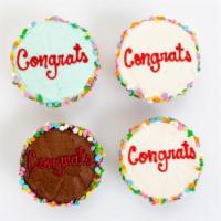 Congrats Cupcake 4 Box · Red Velvet Cupcake/Cream Cheese Frosting, Vanilla Cupcake/SusieBlue Buttercream, Chocolate C...