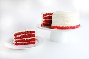 Southern Red Velvet Cake · Deep red, moist cake lightly flavored with cocoa, filled & topped with traditional cream che...
