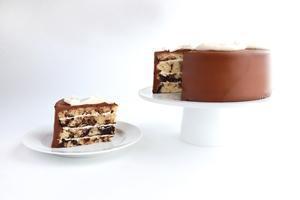 Classic Marble Cake · Vanilla and chocolate cake marbled together with chocolate chips. Filled and frosted with va...