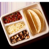 Kid'S Build Your Own · Your choice of meat, guacamole or queso, and two toppings to go with a pair of crispy corn o...