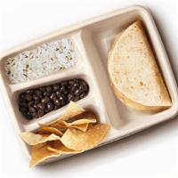 Kid'S Quesadilla · With a side of rice and beans. Includes fruit or kid's chips and organic juice or milk.