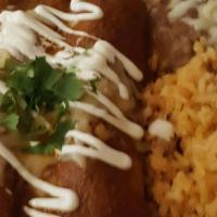 Enchiladas · Favorite. Shredded chicken or beef braised in dried chiles, grilled vegetables or carnitas. ...