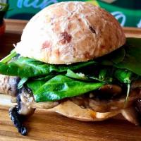Mushroom Sandwich (Cogumelo) · Salted mushroom, caramelized onions, and spinach touched up with chumichurri sauce.  Make yo...