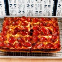 The 6x8 · our pepperoni; red sauce, 48 pepperonis. *Please note we respectfully decline add on request...