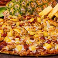 Pineapple Chicken Luau-Small · A tropical treat! Grilled chicken, crispy bacon and juicy pineapple on KC Masterspiece BBQ s...